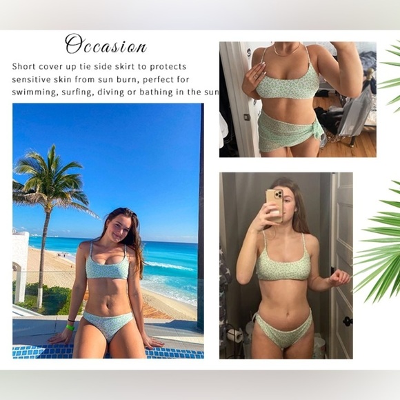 NWOT SHEIN 3 Piece Leopard Bikini Set Swimsuit  Cover Up Beach Skirt Size Medium - Picture 12 of 12